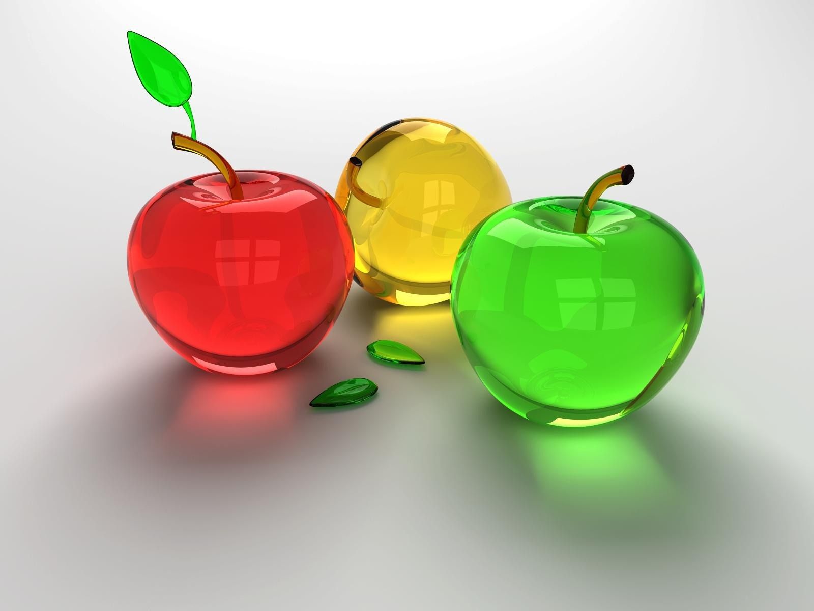 3 Dimensional 3D Glass Apples