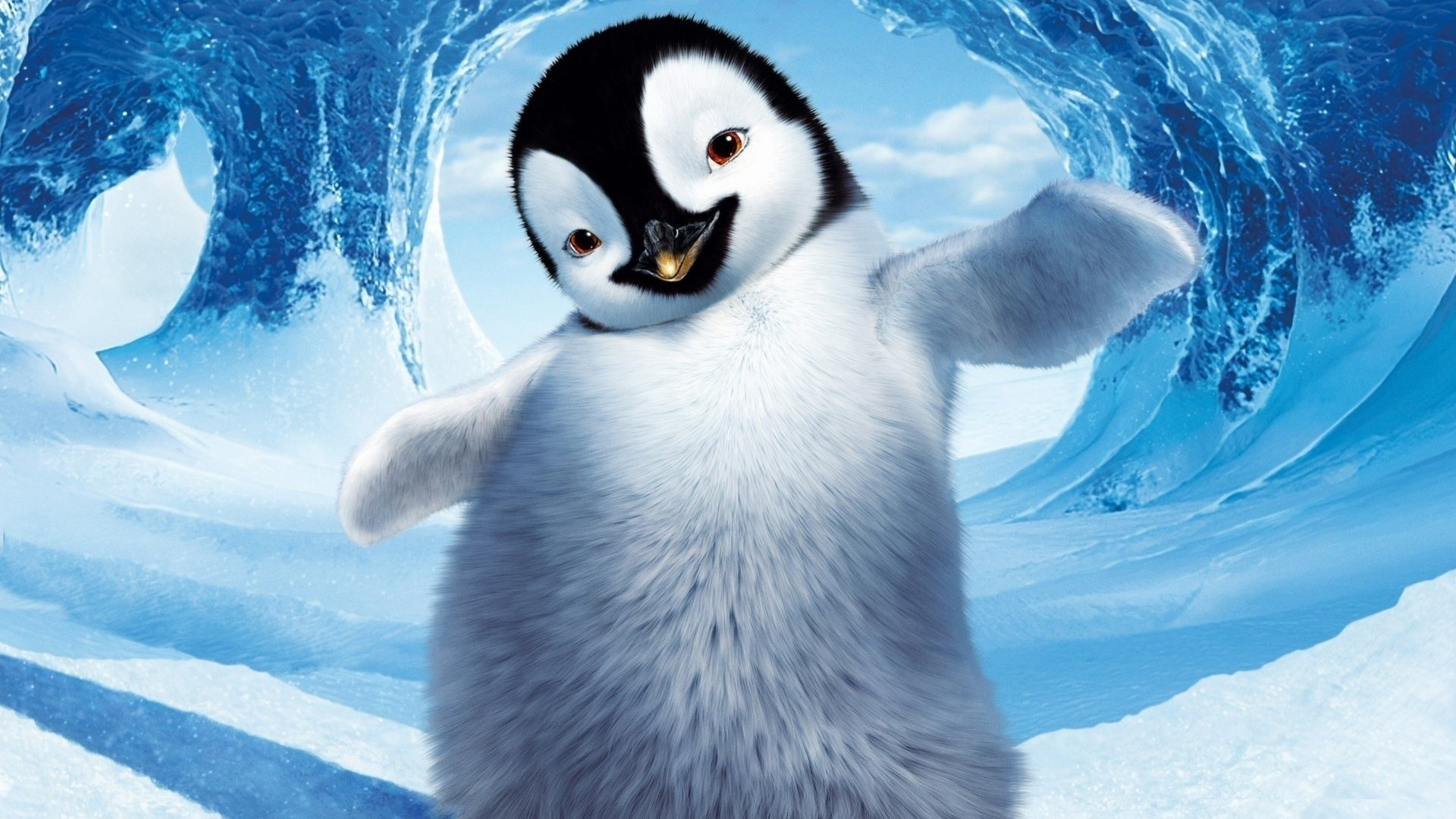 Amazing penguin posed 3D Wallpaper
