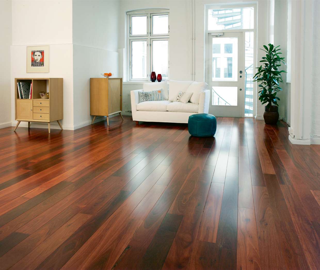 Featured Wooden Finished Hardwood Flooring Types For Open Floor