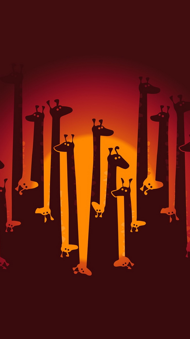 Funny-Cartoon-Giraffe-Heads-iPhone-6-Wallpaper