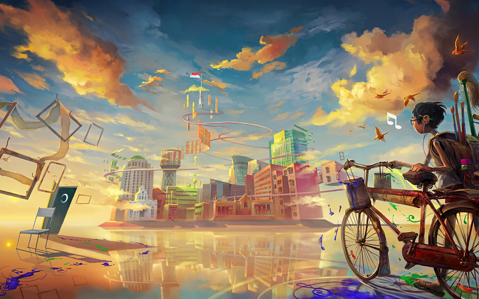 boy-biccycle-city-drawing-paint-art-HD-wallpaper