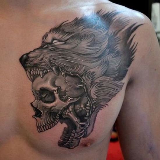 skull-in-wolf-tattoo