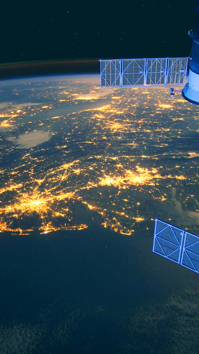 Earth From Space At Night iPhone 5 Wallpaper