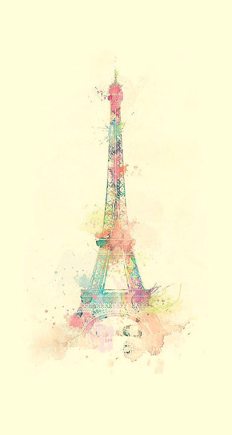 Eiffel Tower Watercolor Paint iPhone 6 Plus HD Wallpaper