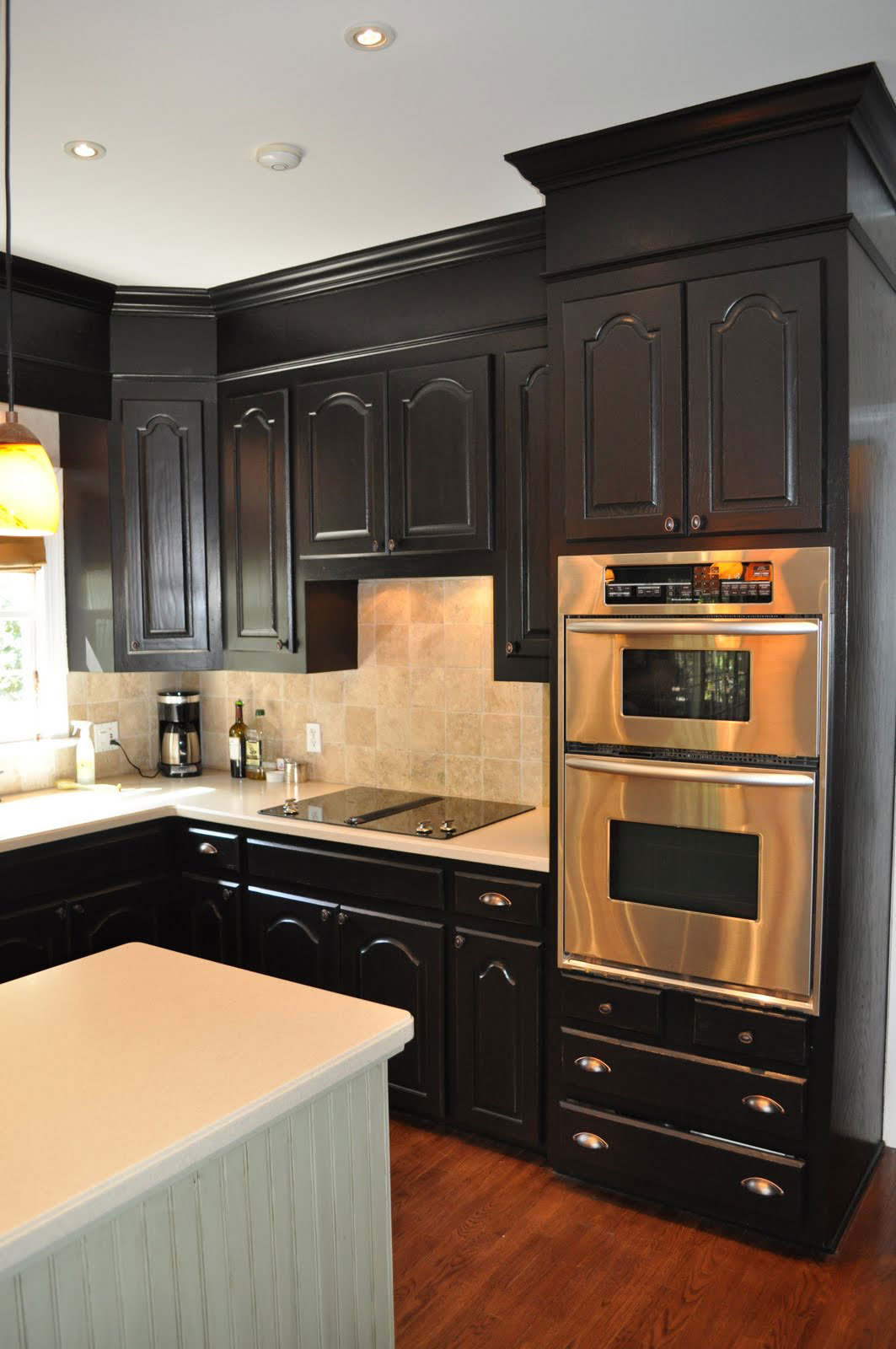 Contemporary Small Kitchen Design Black Wooden Kitchen Cabinet
