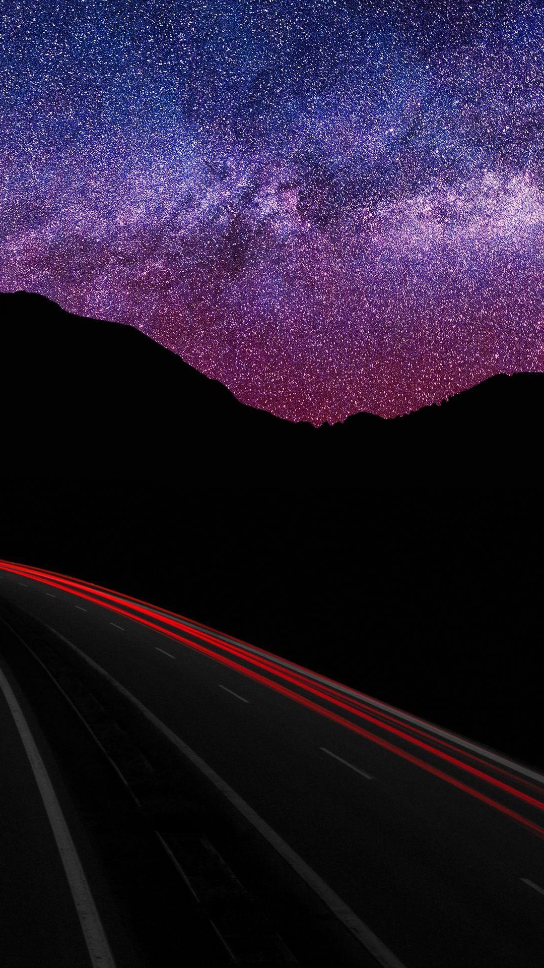 Highway Under The Stars Red Light iPhone 6 Plus HD Wallpaper