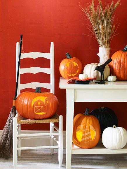 Midwest-theme stencil pumpkins