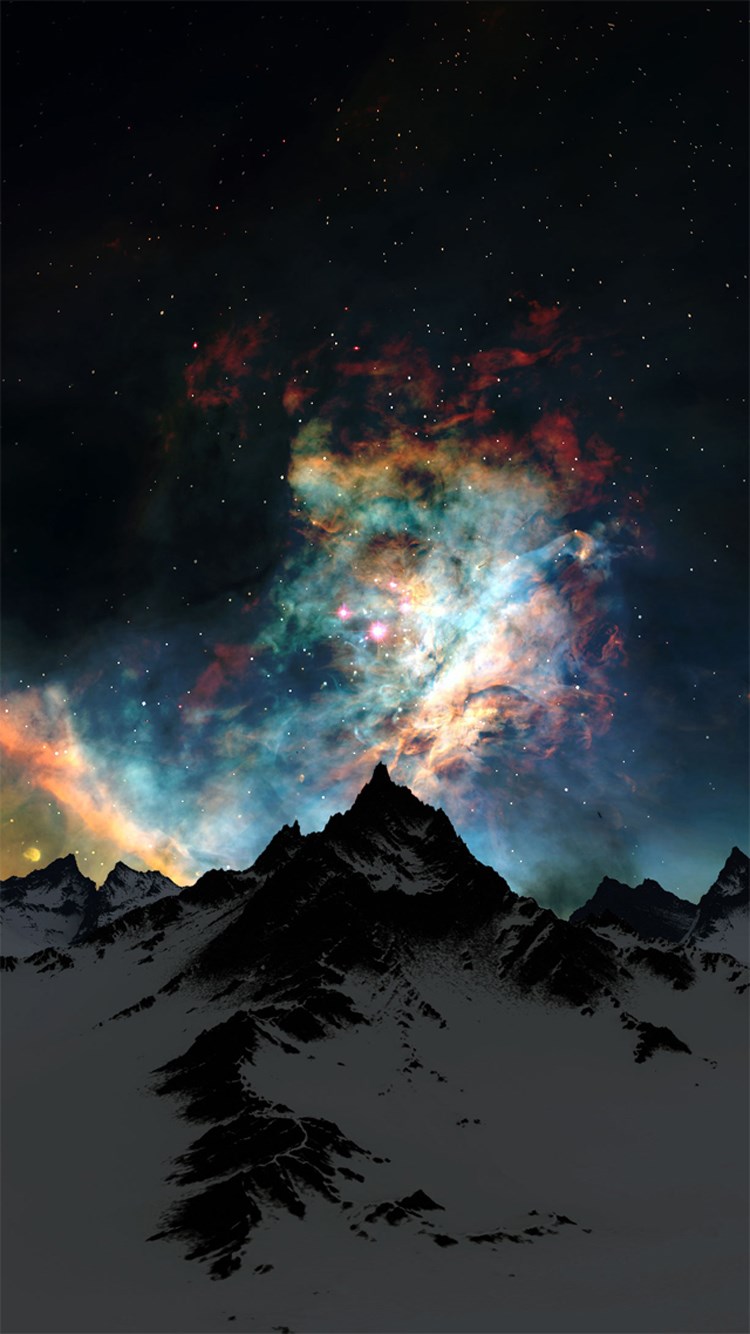 Nebula Over Mountain Abstract Space iPhone 6 Wallpaper