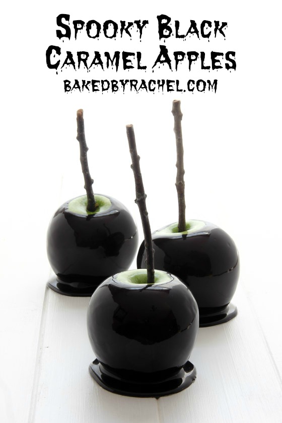 Spooky Black Caramel Apples