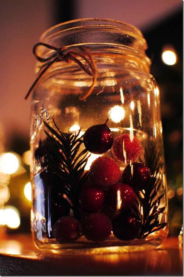 Spruce And Berry Filled Mason Jars