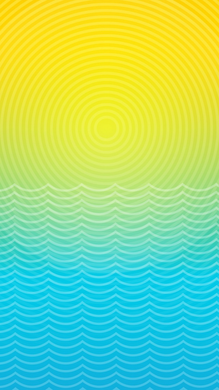 Sun And Ocean Line Illustration iPhone 6 Wallpaper