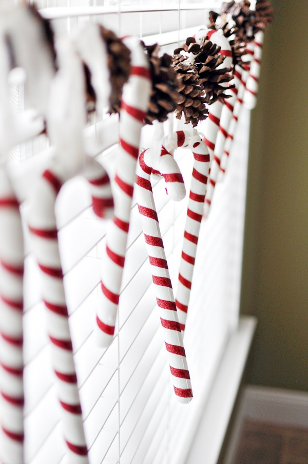 candy cane pine cone hanging window decor diy christmas