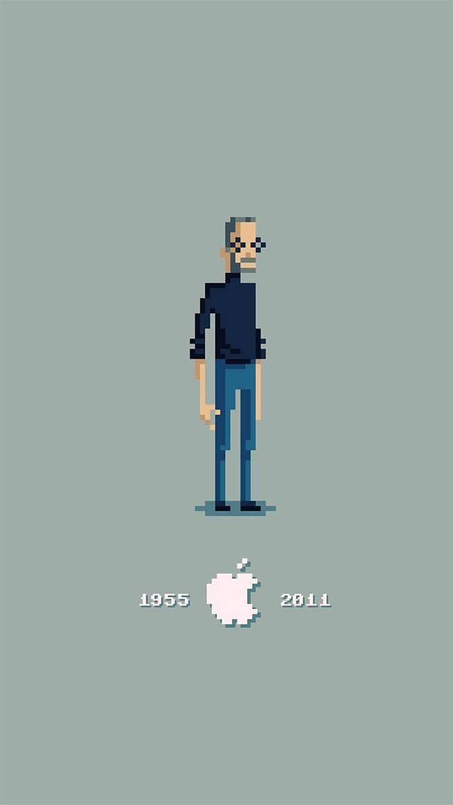 8Bit Steve Jobs RIP Illustration iPhone 5 Wallpaper