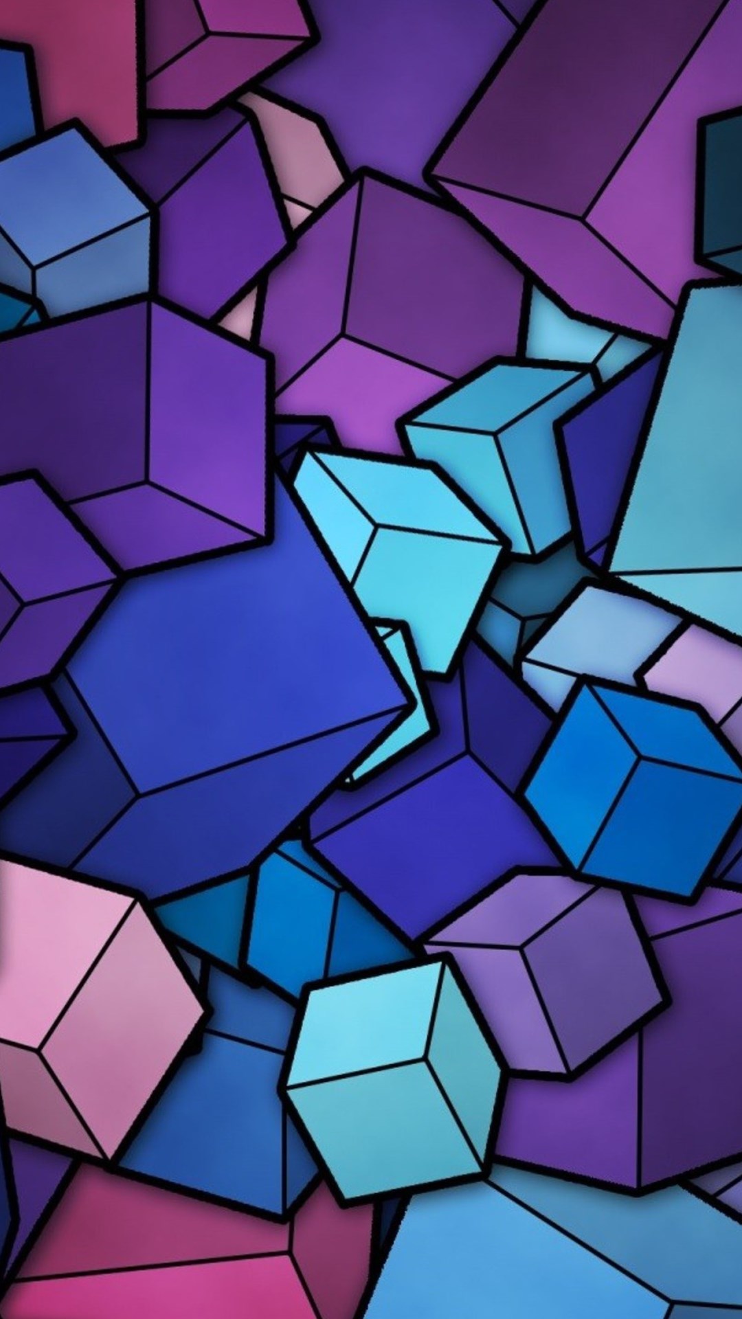 Abstract Blue Cyan Purple Cubes iPhone 6 Plus HD Wallpaper