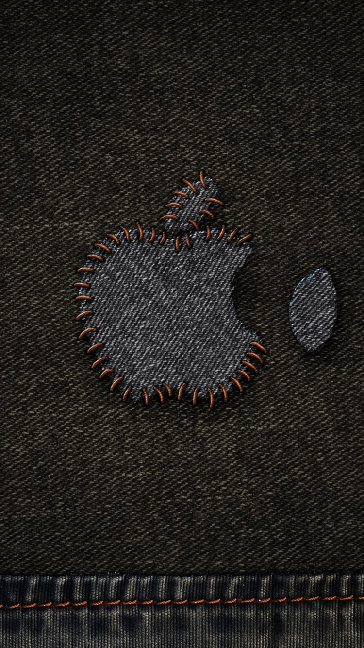 Apple Denim Stitched Logo iPhone 6 Wallpaper