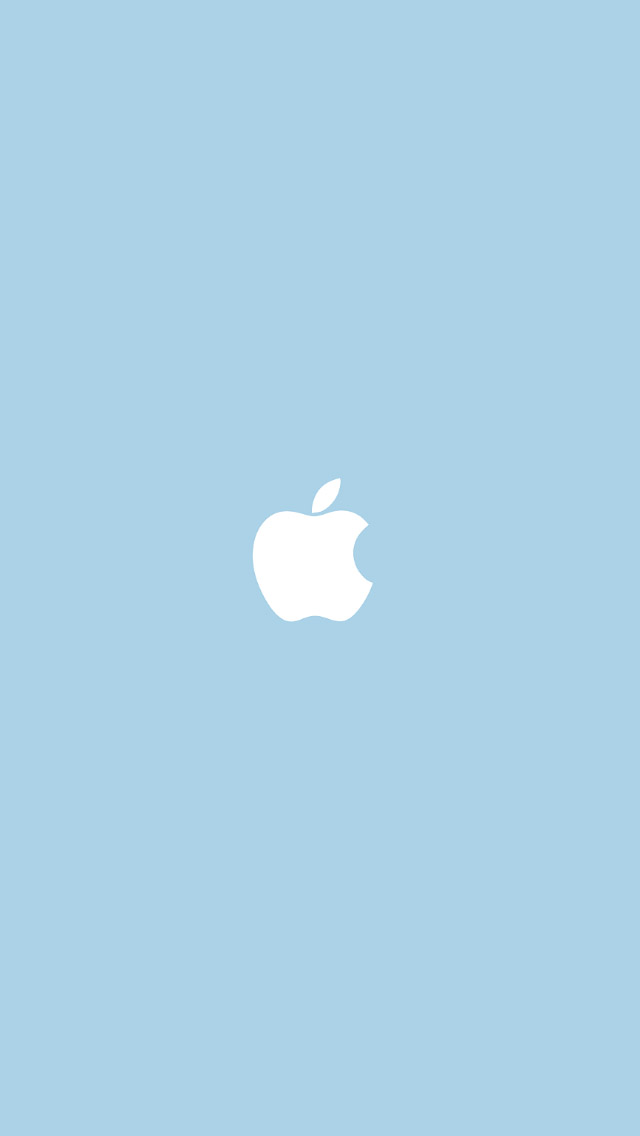 Apple Logo Baby Blue Background Simple Flat Illustration iPhone 5 Wallpaper