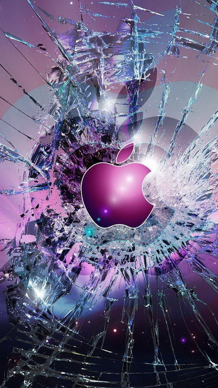 Apple Logo Broken Glass iPhone 6 Wallpaper