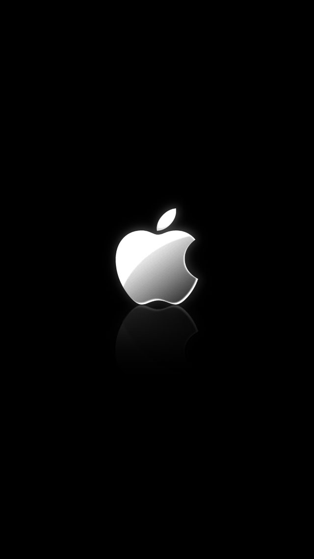 Apple Shiny Silver Logo Reflection iPhone 5 Wallpaper