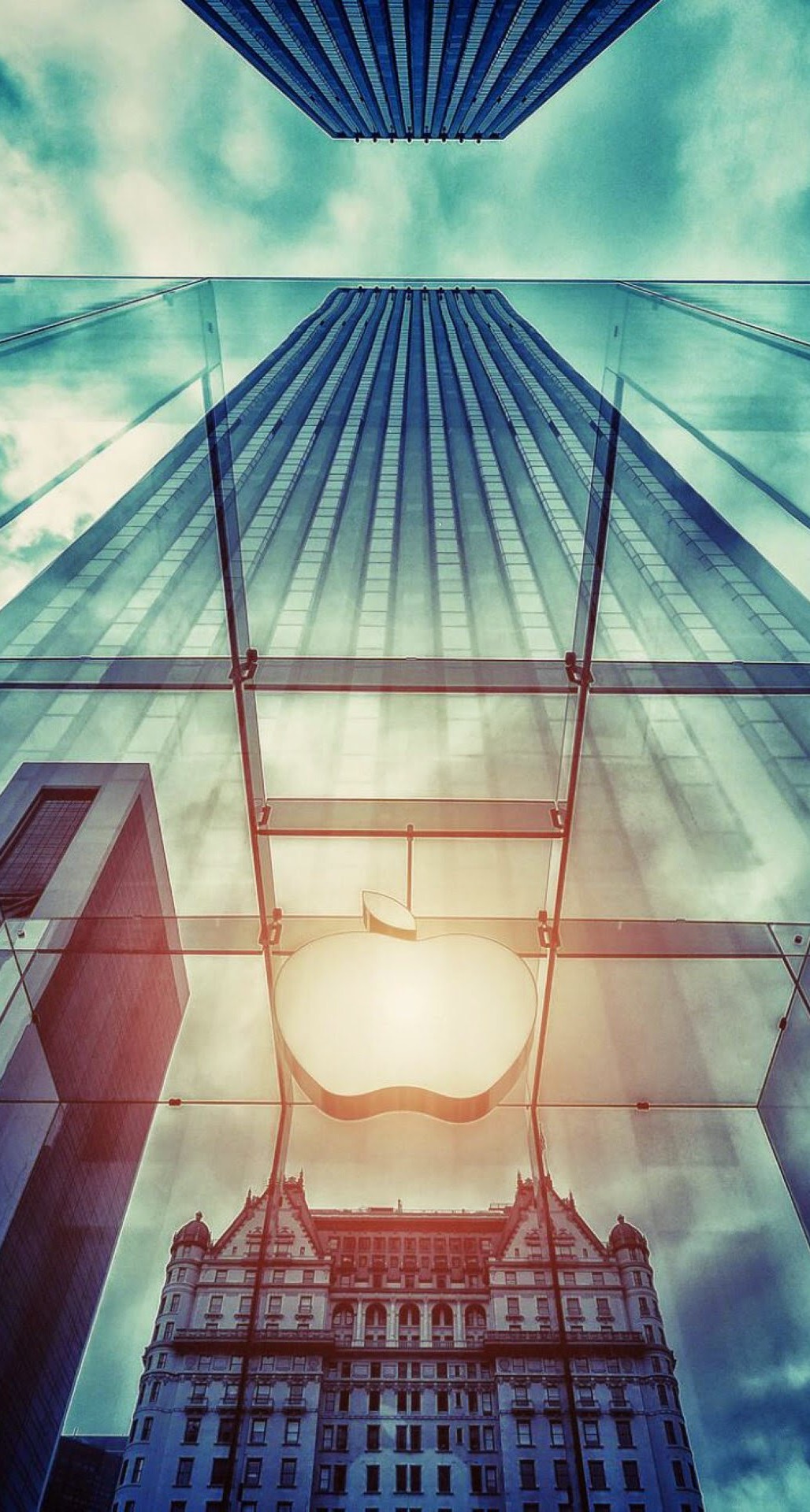 Apple Store NYC Window Reflection iPhone 6 Plus HD Wallpaper