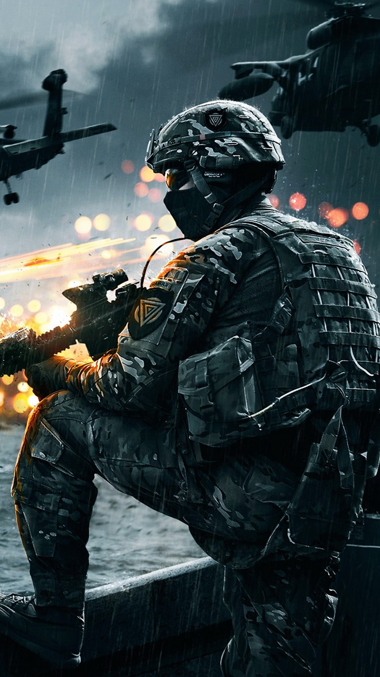 Battlefield 4 Soldier Rain iPhone 6 Wallpaper
