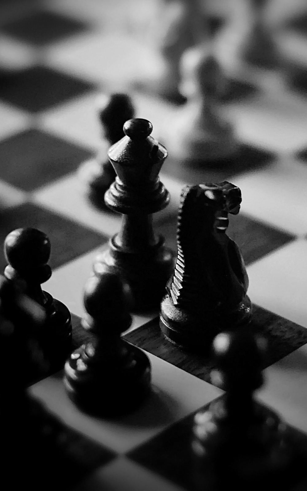 Black And White Chess Board Pieces iPhone 6 Plus HD Wallpaper