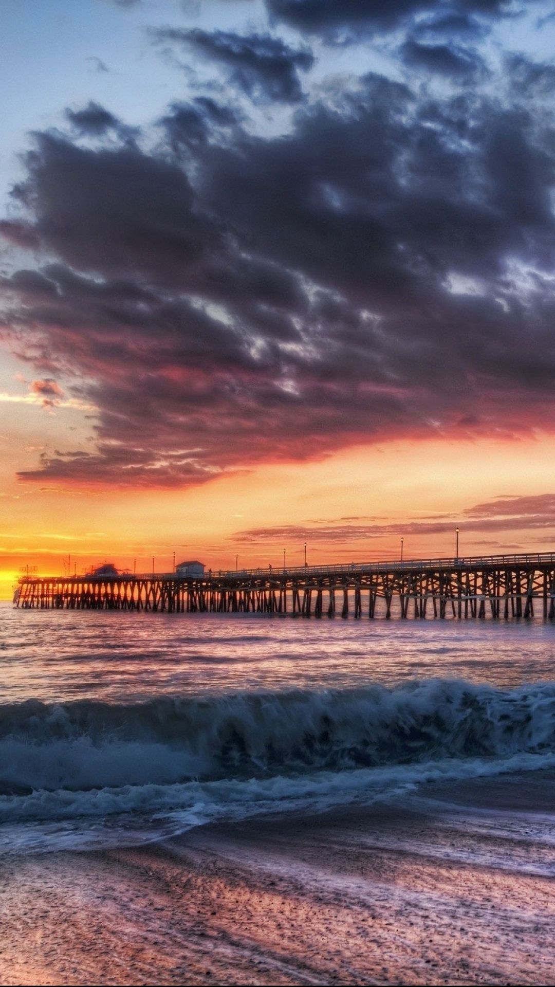 California Beach Dock Sunset iPhone 6 wallpaper