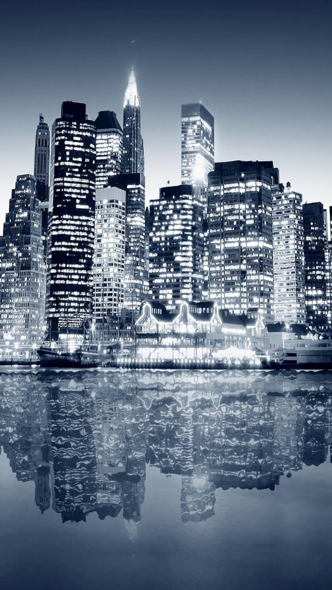 City Reflection Blue Night iPhone 6 Plus HD Wallpaper