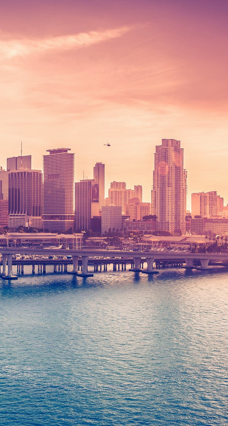 City Skyline Bridge Sunset iOS8 iPhone 6 Plus HD Wallpaper