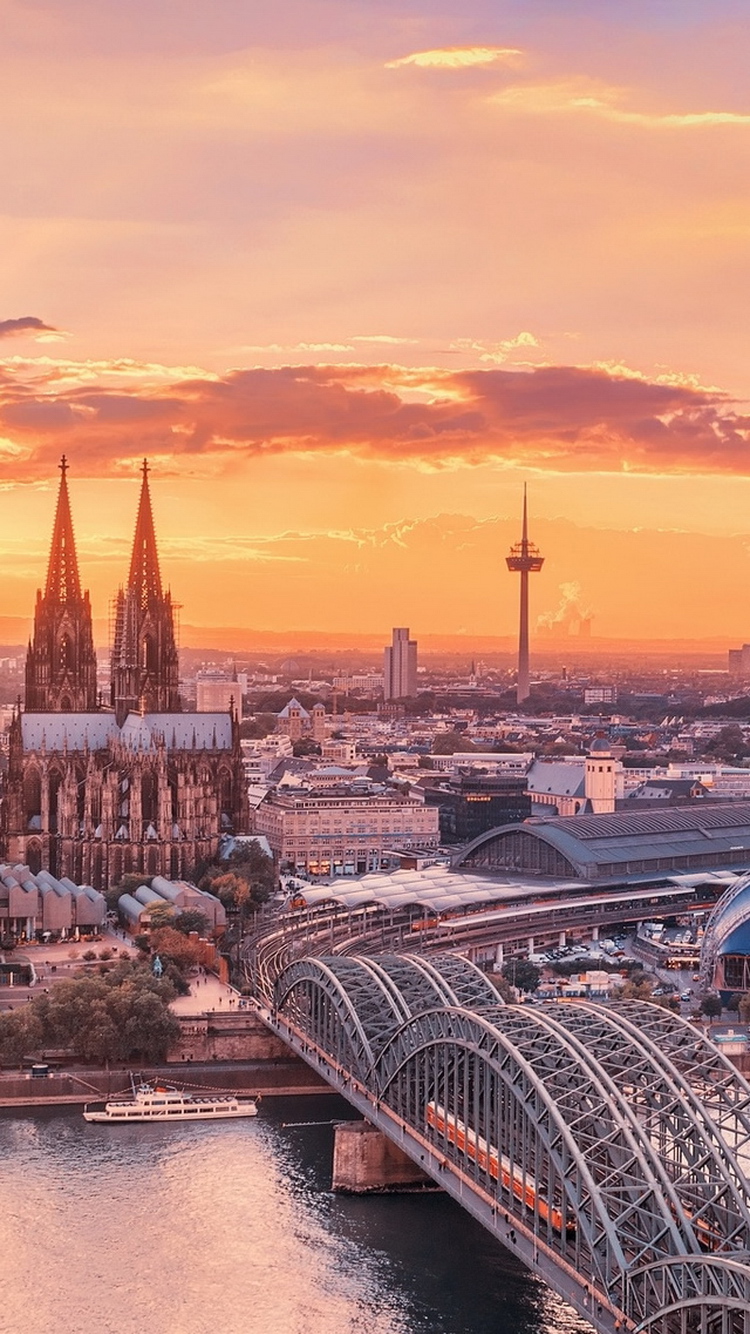 Cologne City Bridge View Sunrise iPhone 6 Wallpaper