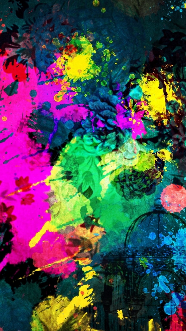 Colorful Paint Splatter iPhone 6 Wallpaper