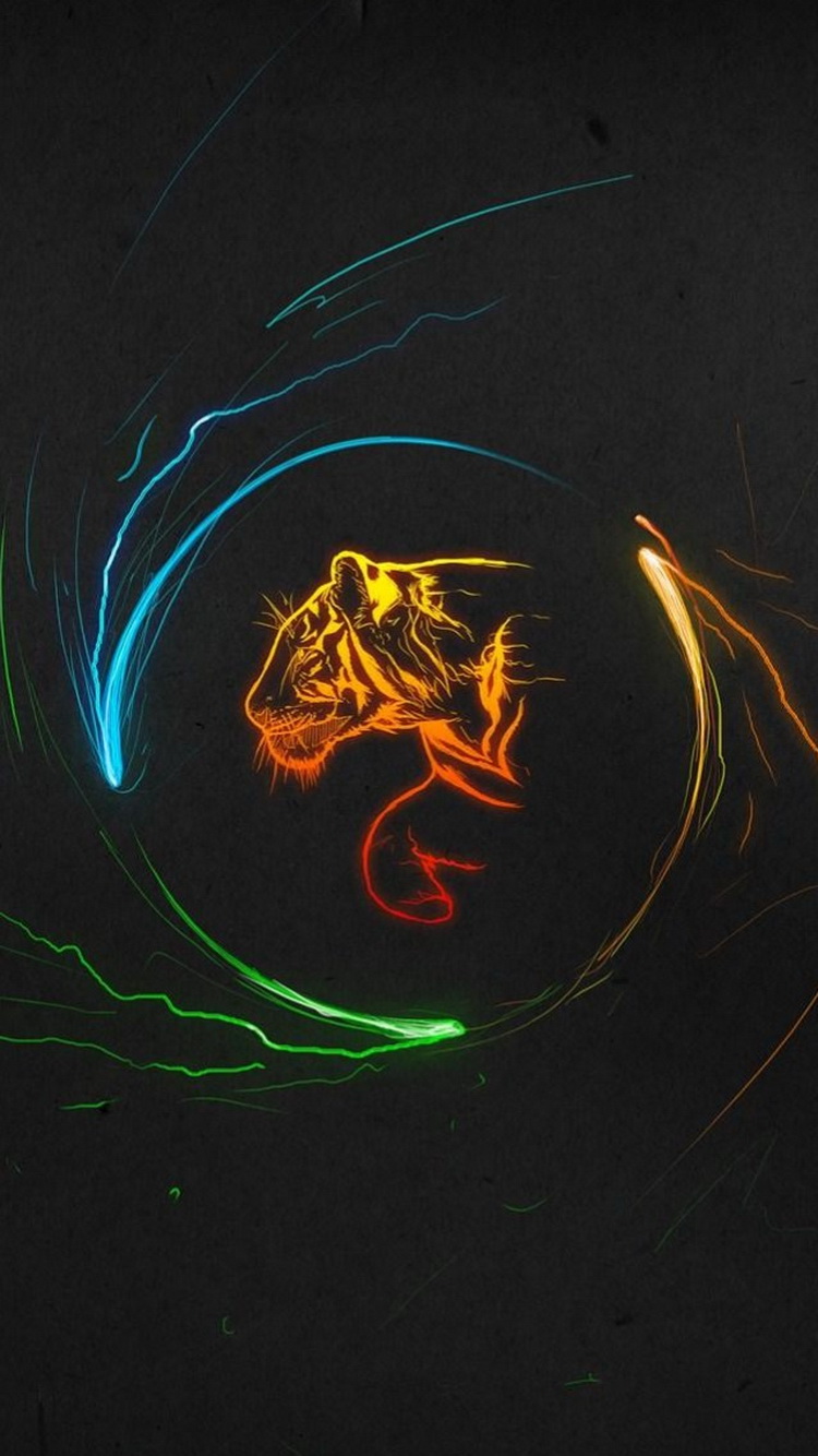 Colorful Tiger Lights Art iPhone 6 Wallpaper