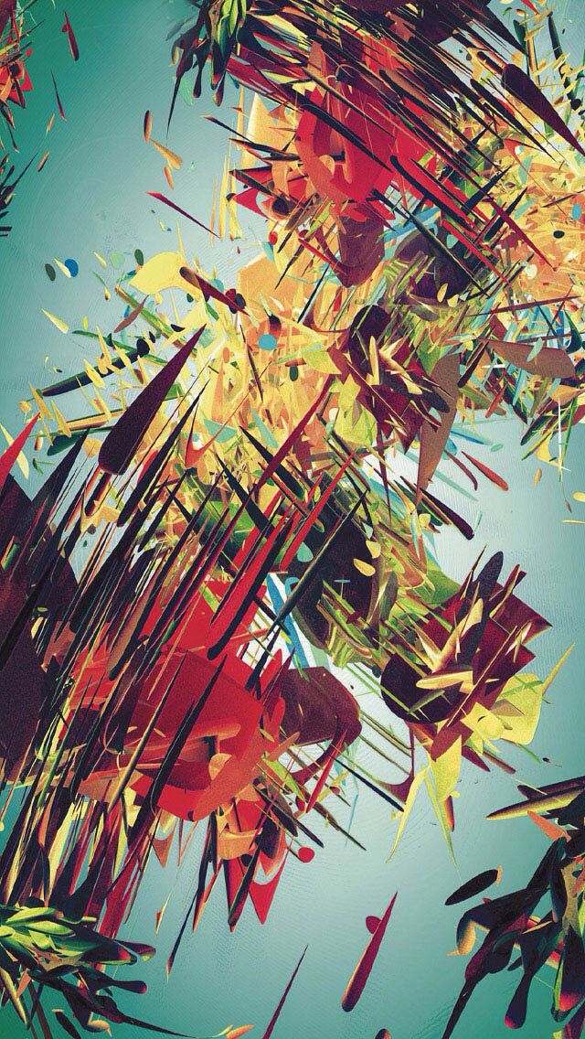 Complex Abstract Colorful 3D Drawing iPhone 5 Wallpaper