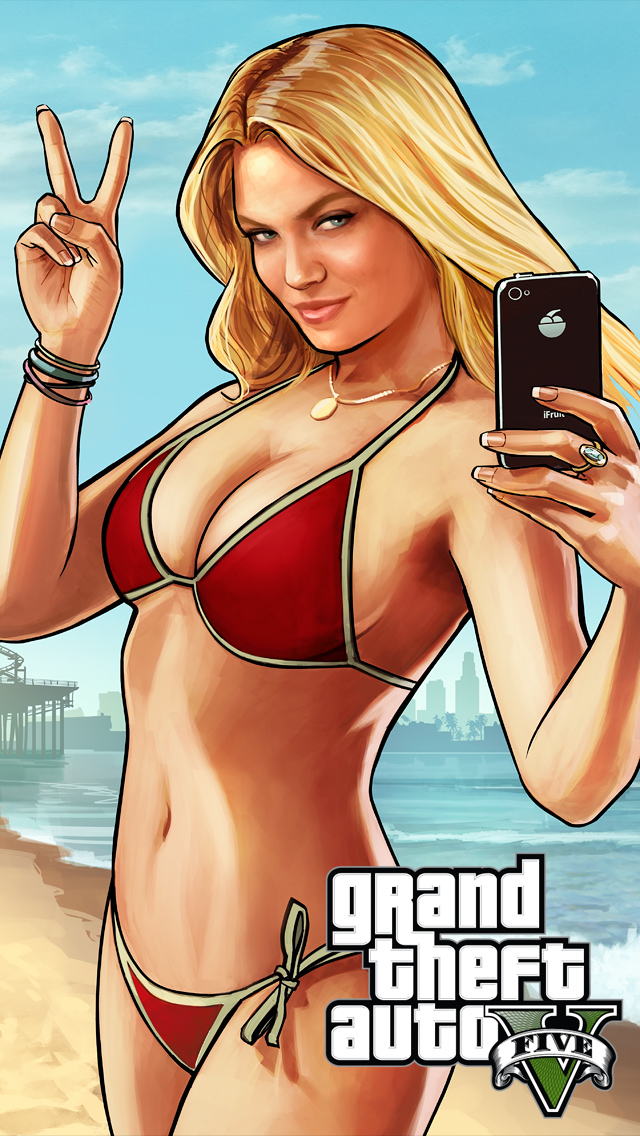 GTA 5 Blonde Beach Girl iPhone 5 Wallpaper