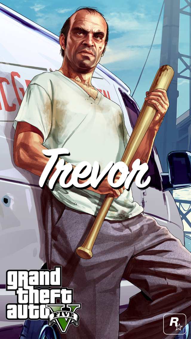 GTA 5 Trevor with Bat and Van iPhone 5 Wallpaper