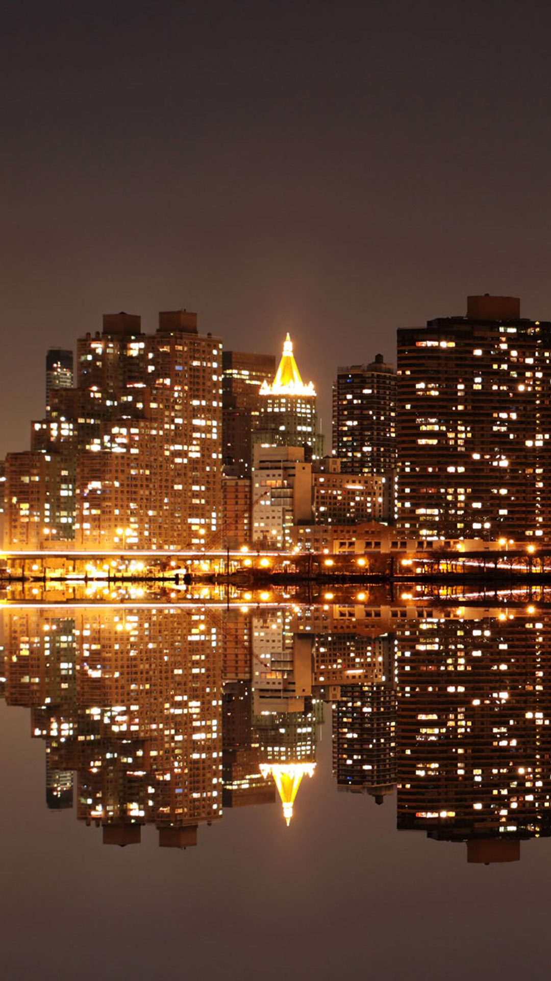 HD City Reflection At Night iPhone 6 Plus HD Wallpaper