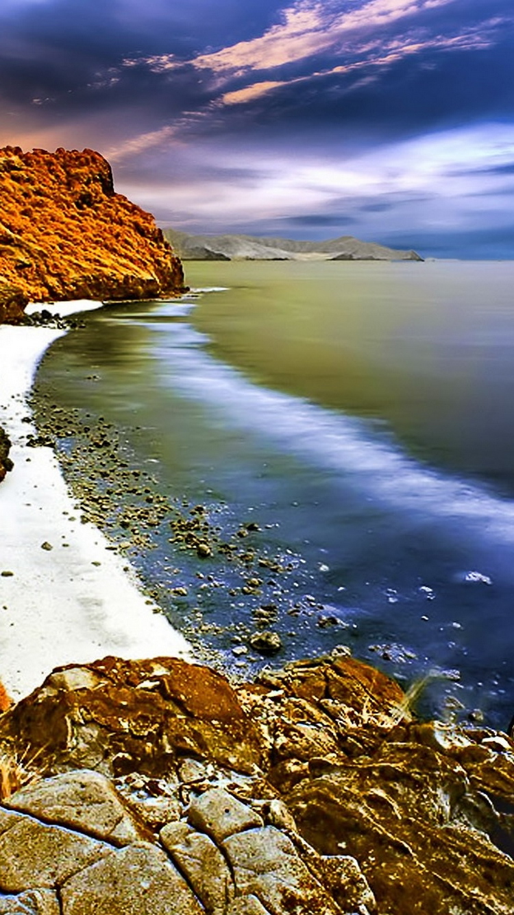 HDR Beach Rocks iPhone 6 Wallpaper
