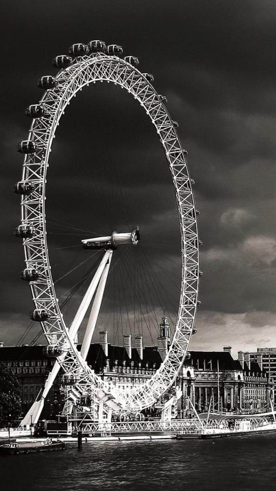 London Eye Black And White iPhone 6 Plus HD Wallpaper