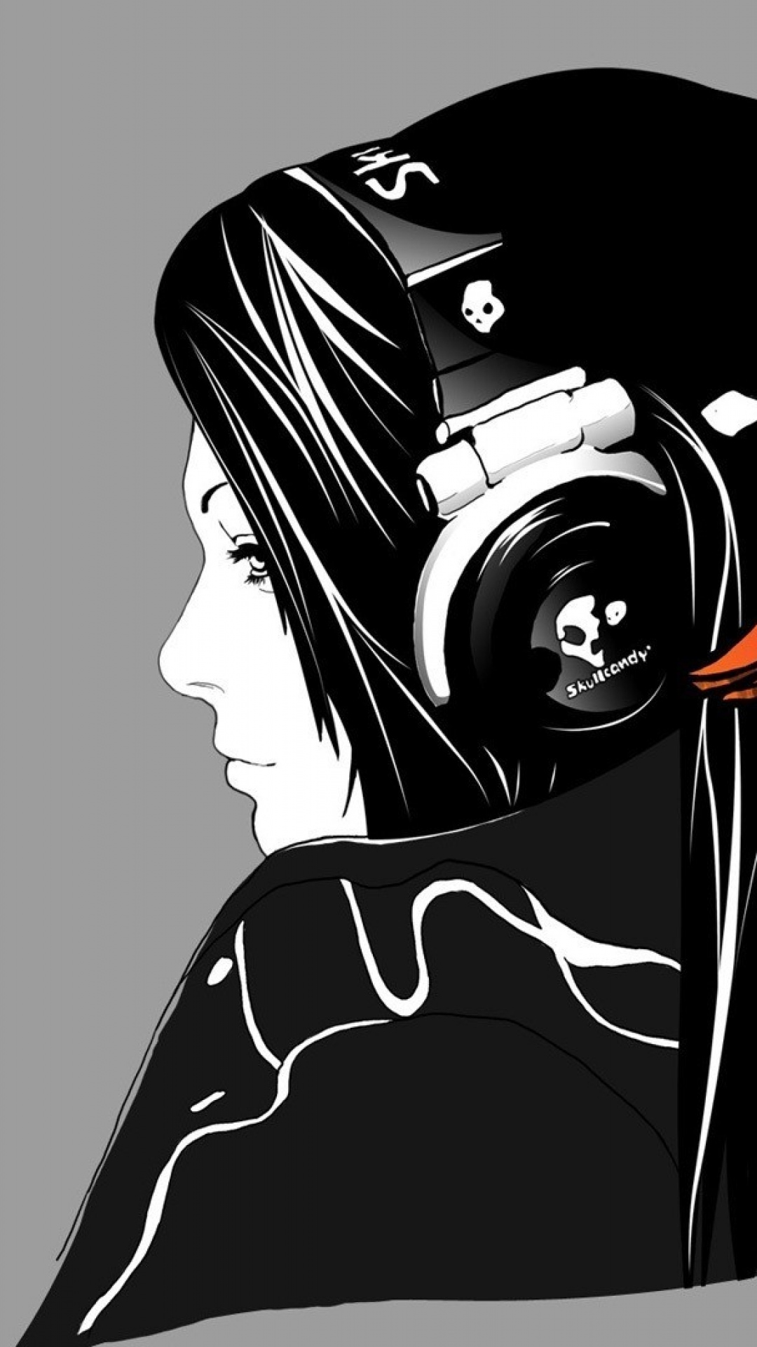 Minimal Girl Skull Headphones Music iPhone 6 Plus HD Wallpaper