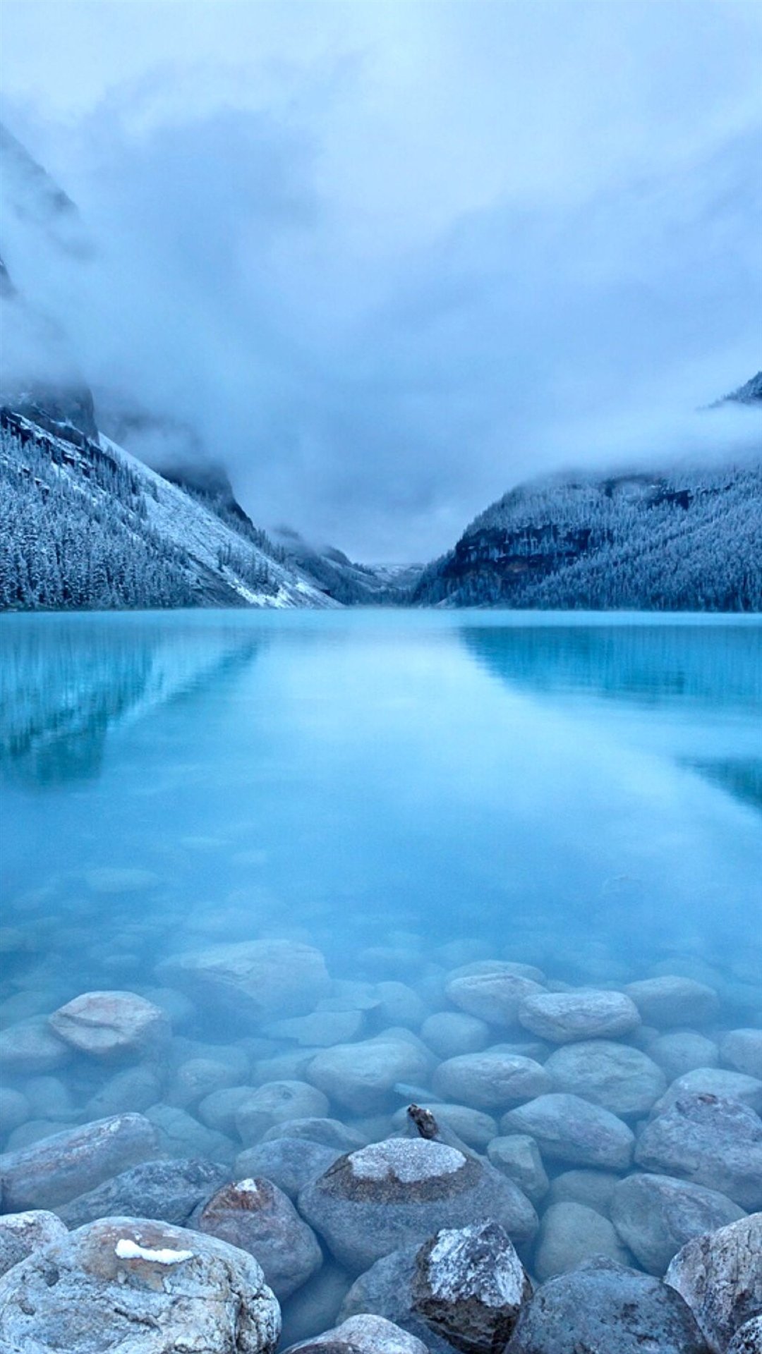 Nature Early Morning Peaceful Lake Mist Mountain Landscape iPhone 6 wallpaper