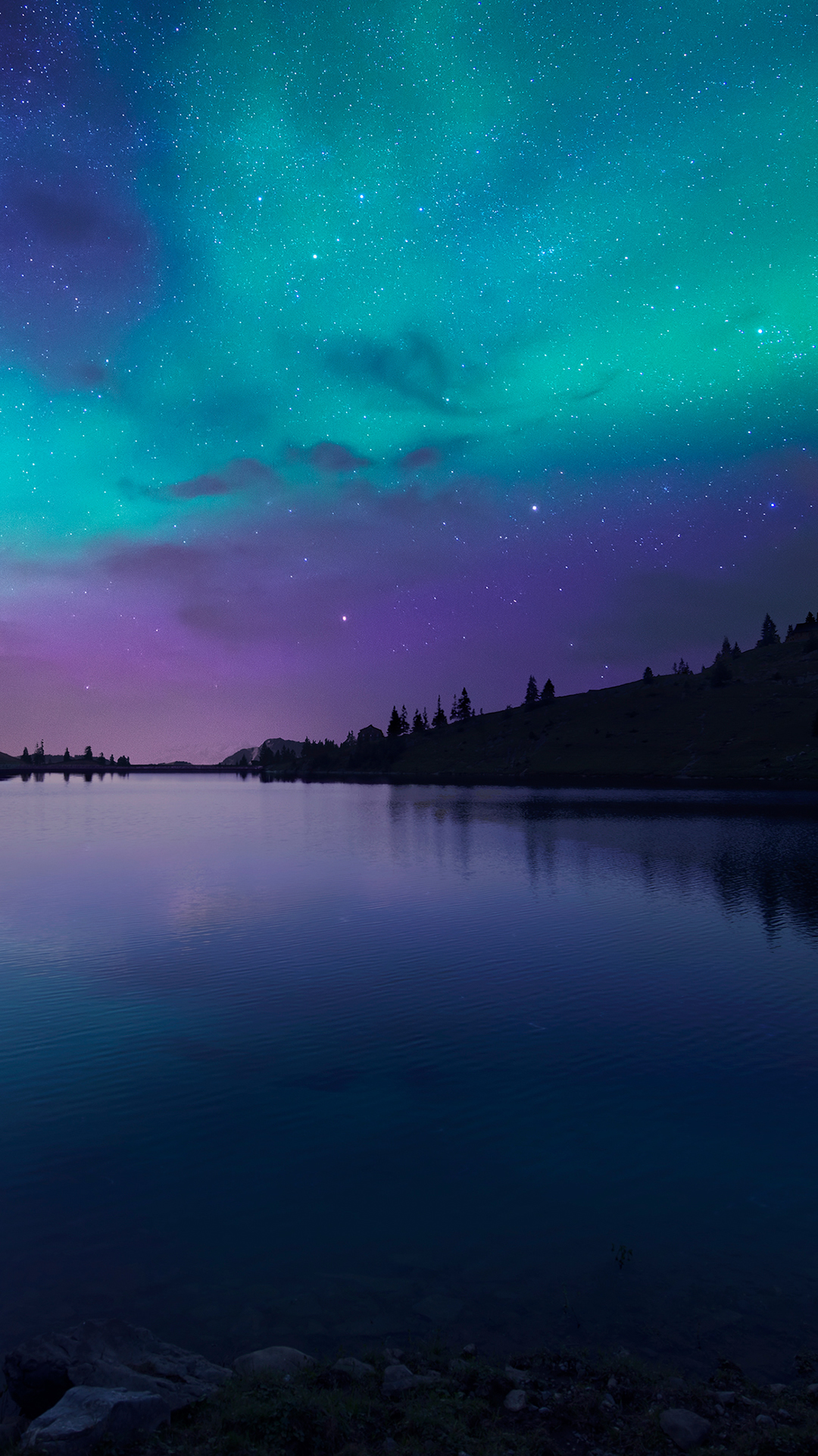 Night-Fall-at-Lake-Aurora-iPhone-6-plus-wallpaper