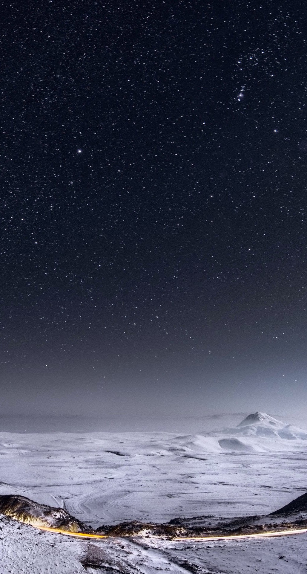 Night Stars Mountain Range Winter Landscape iPhone 6 Plus HD Wallpaper