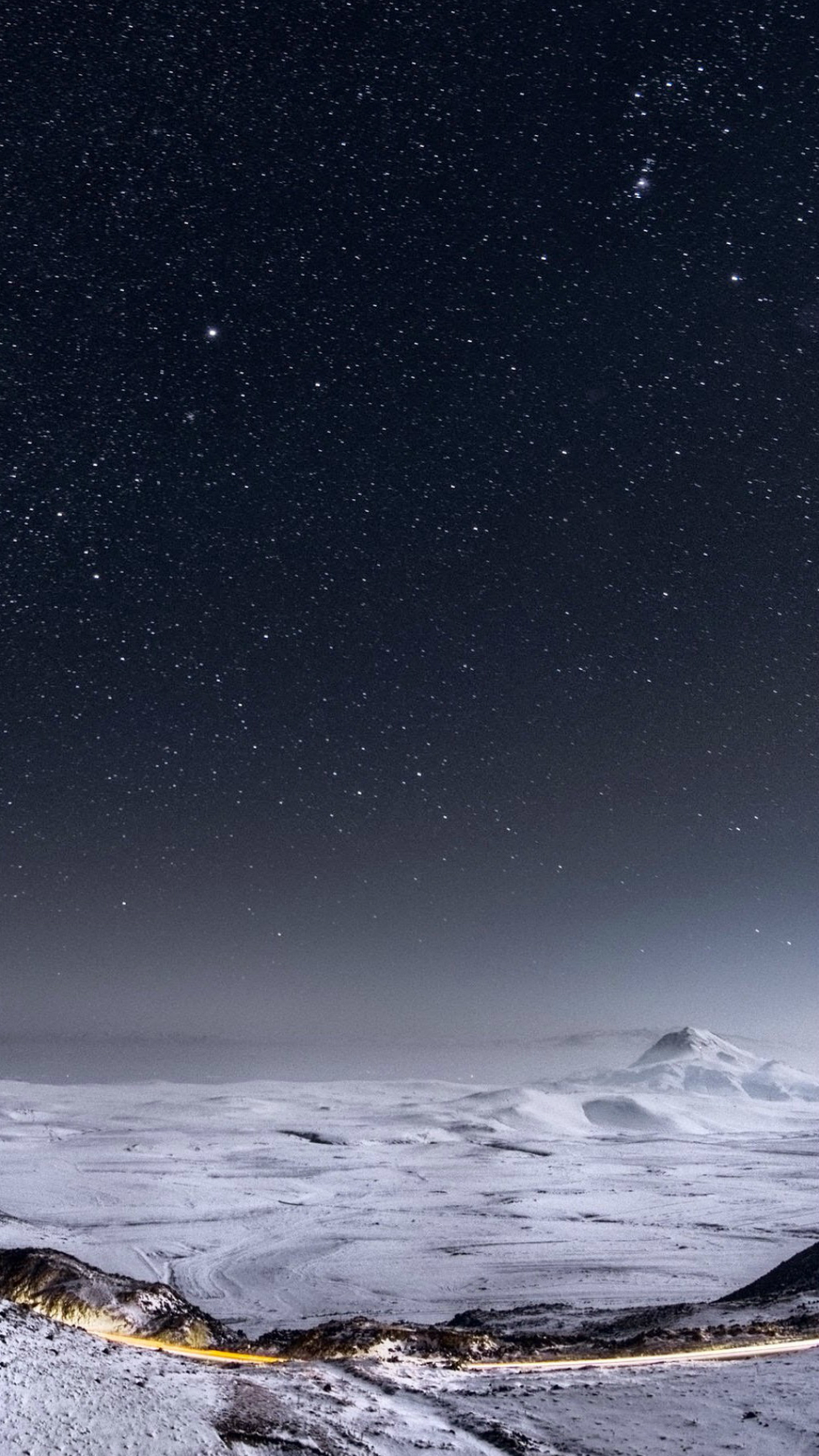 Night Stars Mountain Range Winter Landscape iPhone 6 wallpaper