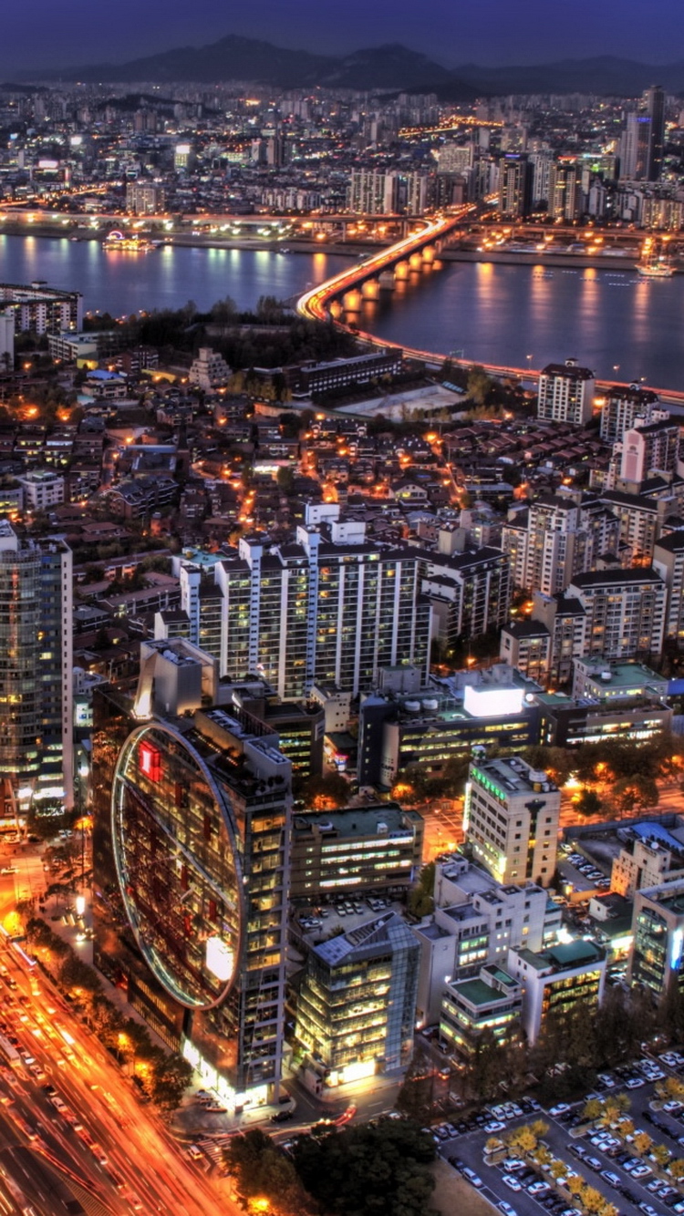 Seoul At Night South Korea iPhone 6 Wallpaper