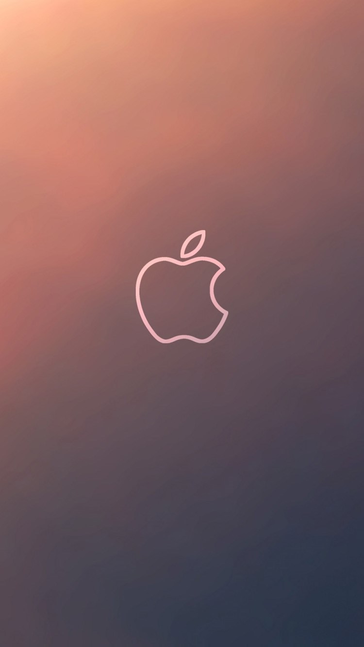 Simple Gradient Apple Logo Outline iPhone 6 Wallpaper