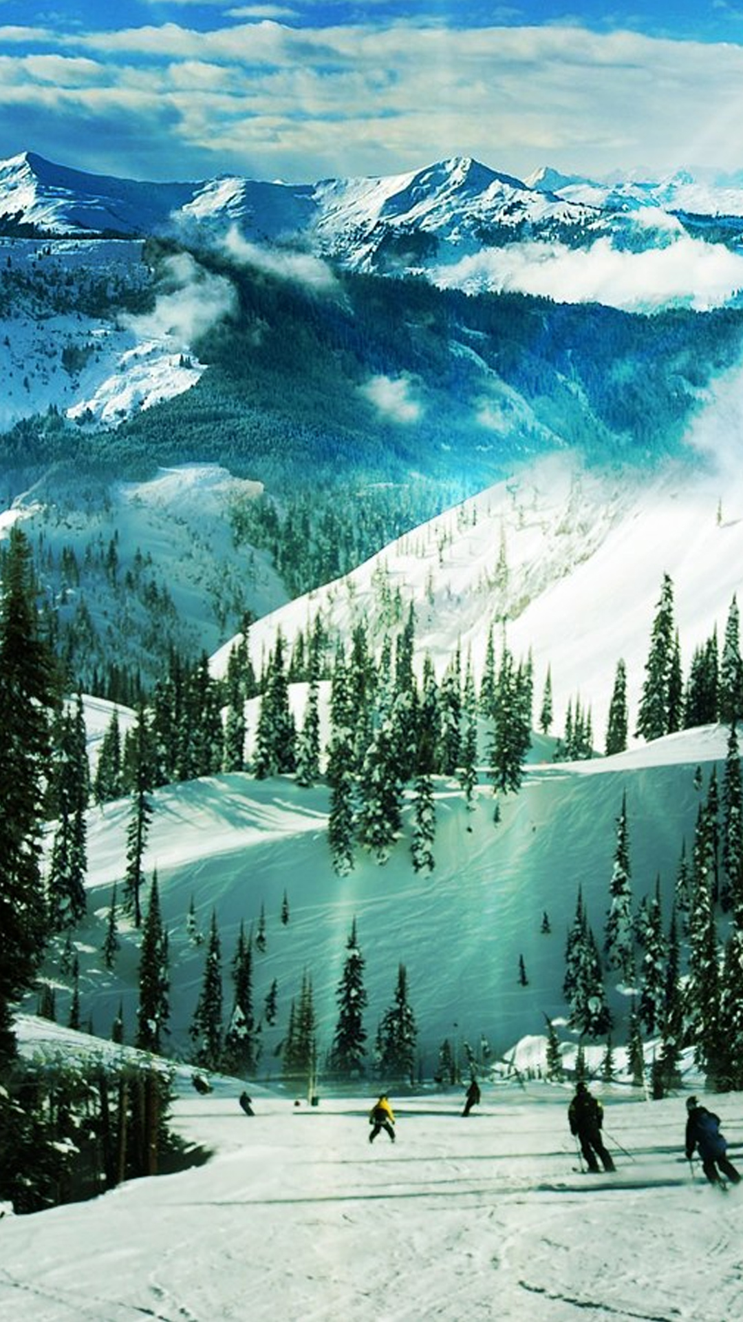 Ski Slope Paradise Winter Landscape iPhone 6 Plus HD Wallpaper