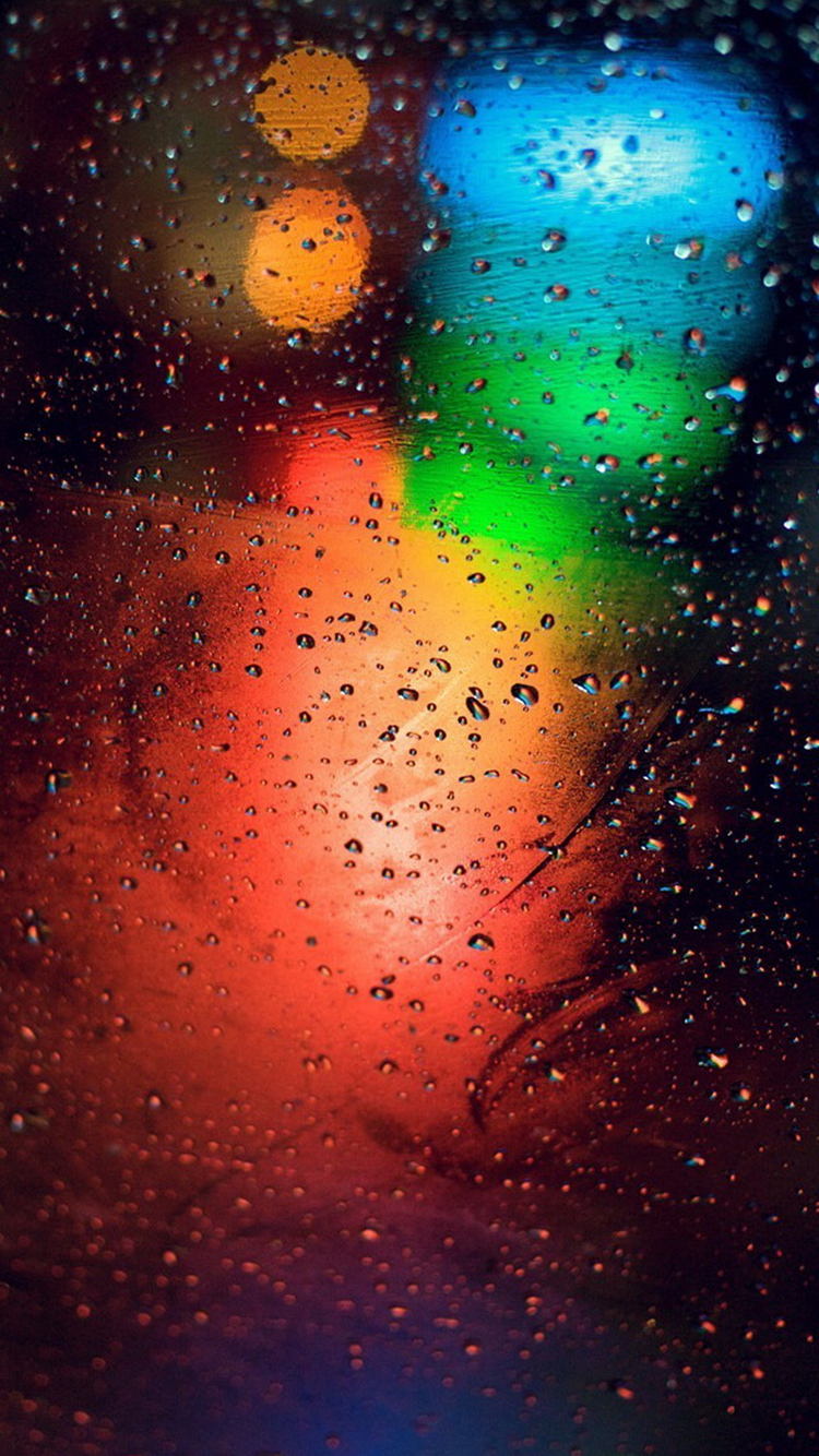 Traffic Lights Bokeh Water Drops iPhone 6 Wallpaper