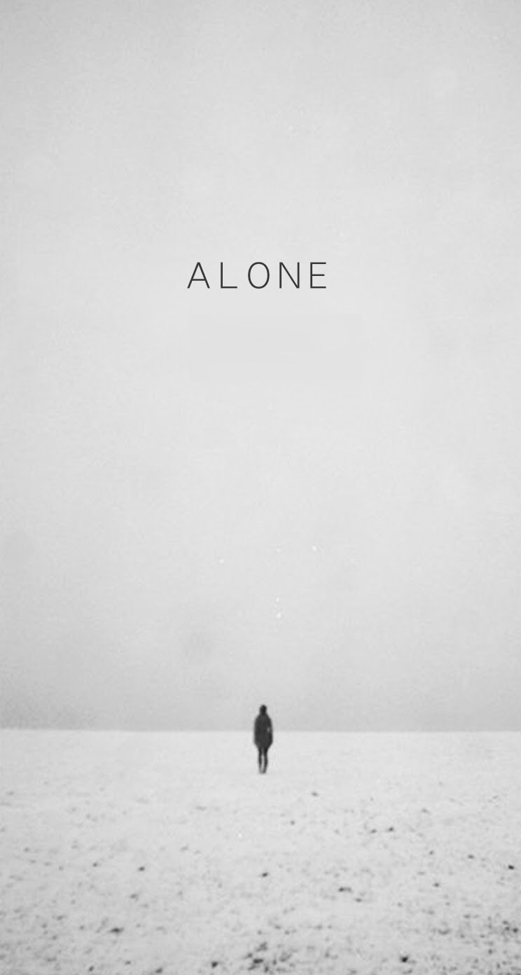 Walking Alone Winter Scene iPhone 6 Plus HD Wallpaper