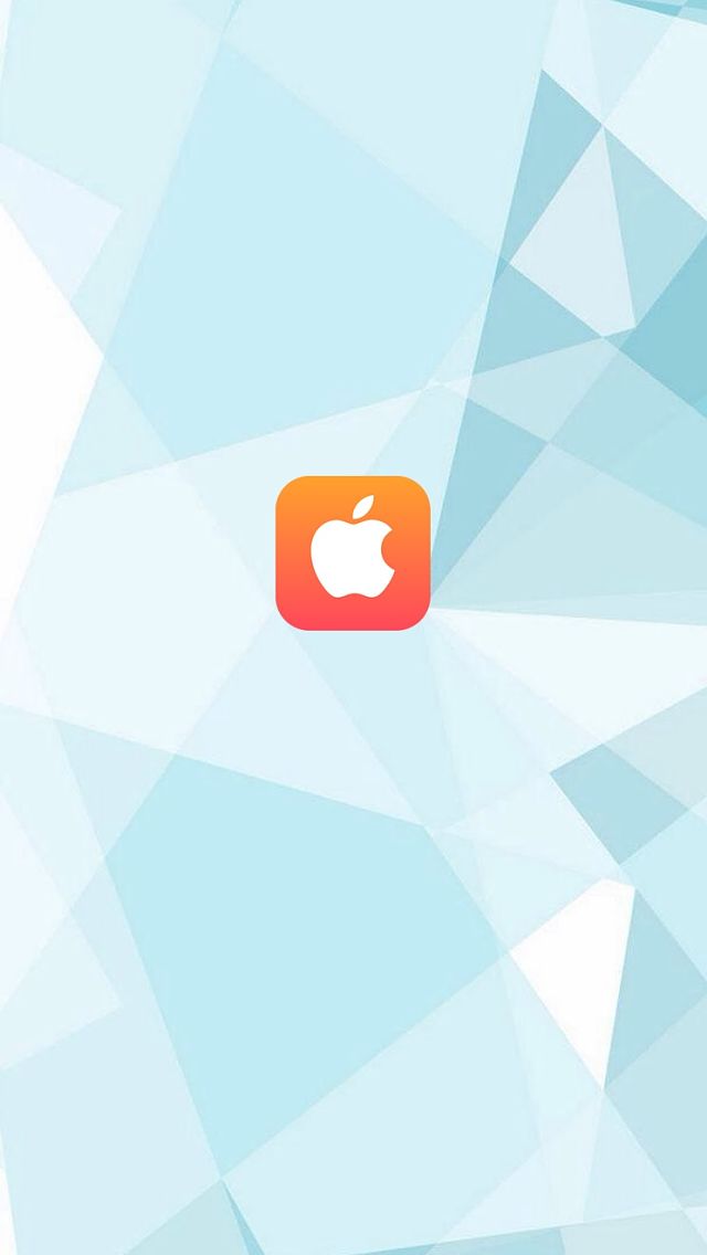 iOS8 Light Blue Triangles Apple Logo iPhone 5 Wallpaper