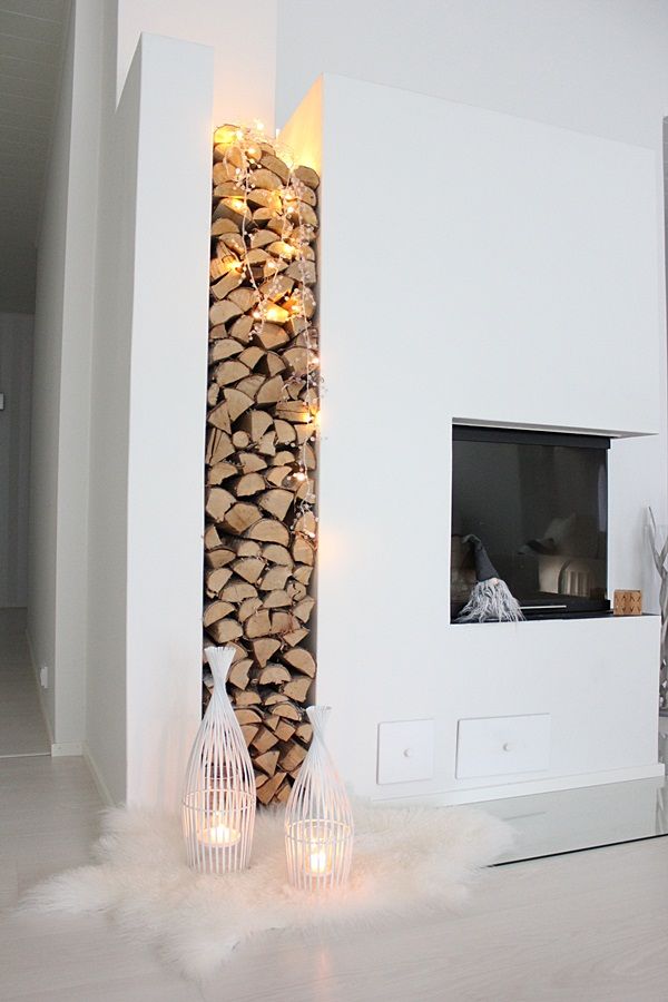 Modern Wood Fireplace with Storage
