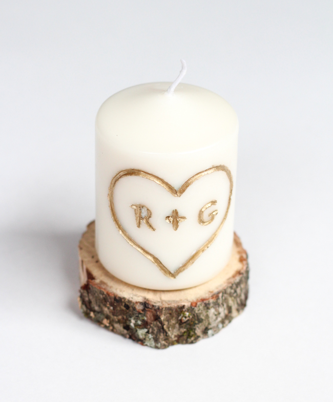 DIY Carved Initial Candle